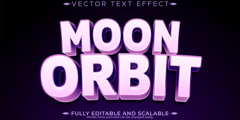 Fototapeta premium Moon Orbit text effect, editable white and cosmic text style