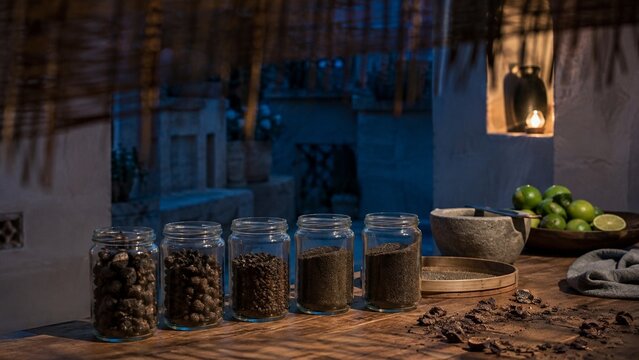 Glass Jars with Dark Powders