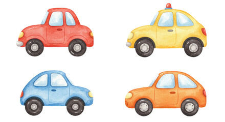 Naklejka premium Collection of colorful cartoon cars isolated on transparent