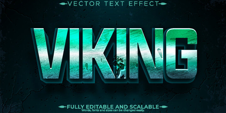 Viking text effect, editable teal and ancient text style