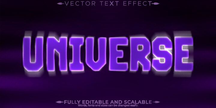 Universe text effect, editable purple and cosmic text style