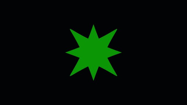 Green Eight Pointed Star Pulsing and Scaling Motion Graphics Animation, Seamless Looping Geometric Shape Video Concept for Backgrounds, Presentations, Overlay, VJ Loops and Digital Design Projects