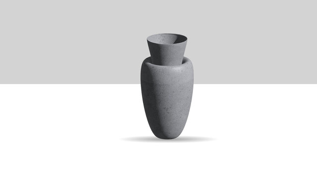 Minimalist Modern Grey Ceramic Vase Mockup Modern Architectural Stoneware Pot Staging for Interior Home Decor