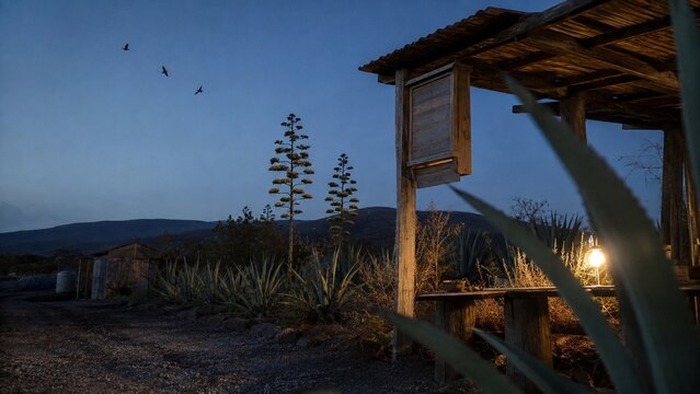 Twilight Scene Wooden Structure