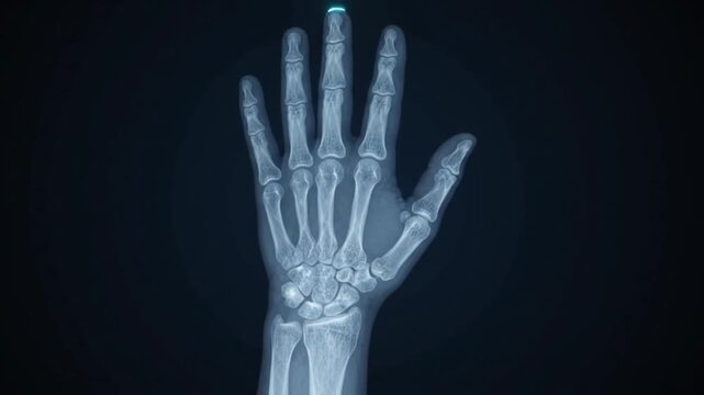 X ray of a Human Hand and Wrist Showing Bones and Joints Medical Imaging Close up