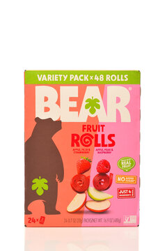 IRVINE, CALIFORNIA - 7 SEPT 2026: A box of Bear Fruit Rolls Variety Pack, made with real fruit, no sugar added.
