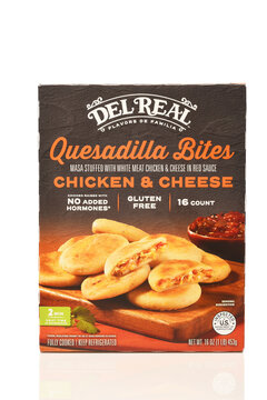 IRVINE, CALIFORNIA - 7 SEPT 2026: A box of Del Real Quesadilla Bites with chicken and cheese.