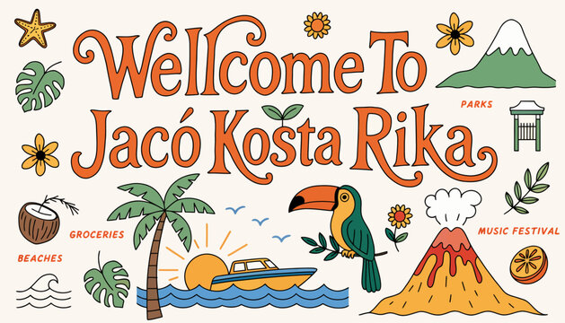 Welcome to Jac? Costa Rica travel illustration