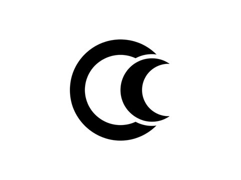 Minimalist crescent moon logo, black celestial circle icon, modern lunar eclipse symbol for branding and identity
