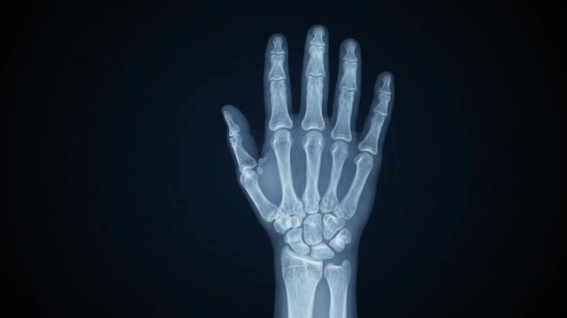 X ray of human hand and wrist bones medical diagnostic image anatomical view