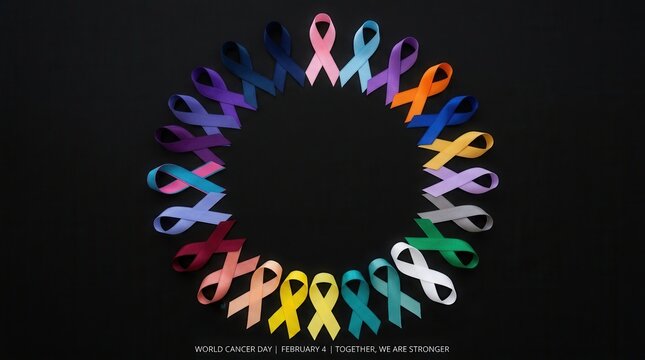 Colorful Cancer Awareness Ribbons Arranged In A Circle