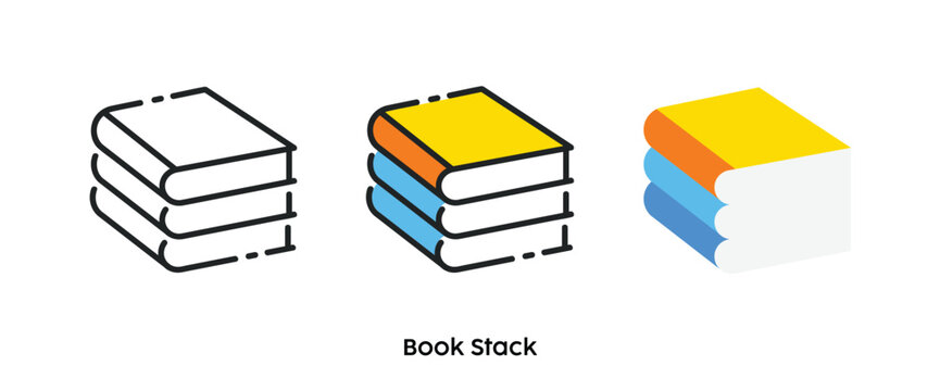 Book stack flat icons. Line, colors and flat icon. Multi series icon