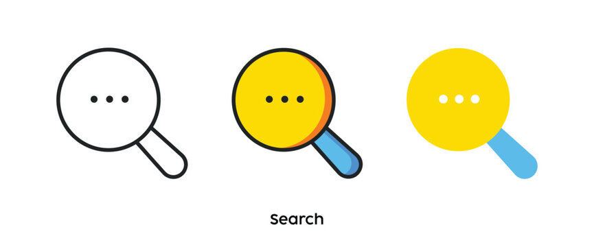 Search flat icons. Line, colors and flat icon. Multi series icon