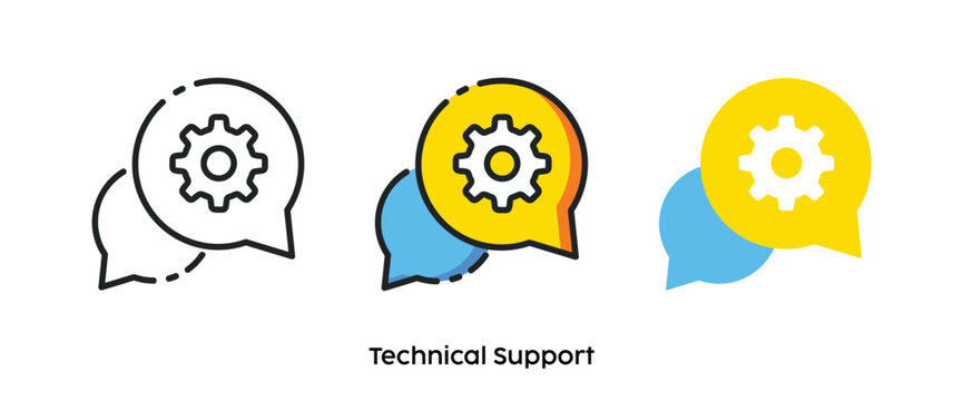 Technical support flat icons. Line, colors and flat icon. Multi series icon