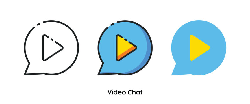 Video chat flat icons. Line, colors and flat icon. Multi series icon