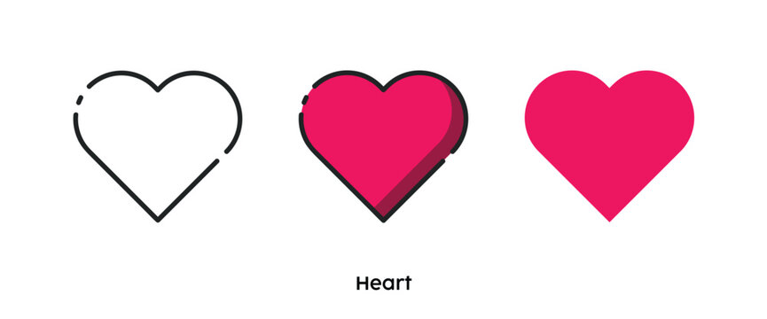 Heart flat icons. Line, colors and flat icon. Multi series icon