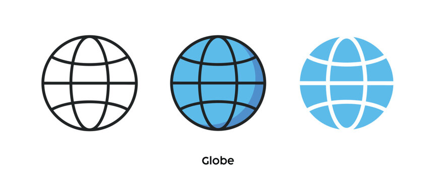 Globe flat icons. Line, colors and flat icon. Multi series icon