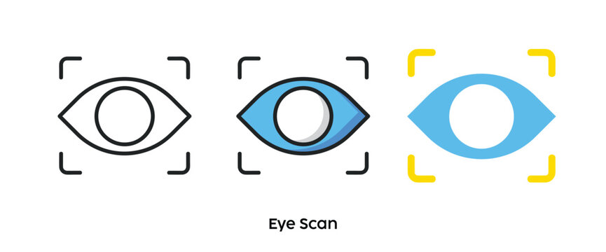 Eye scan flat icons. Line, colors and flat icon. Multi series icon