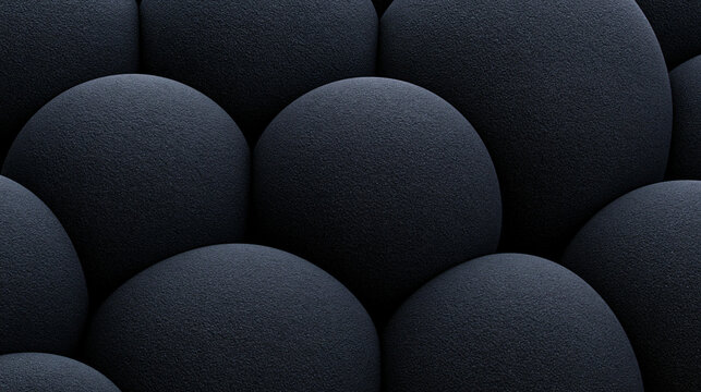 Close-up View of an Abstract Pattern of Smooth Black Spheres Creating a Textured Background