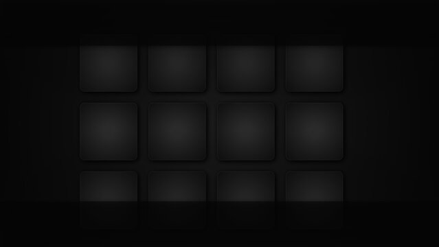 Dark minimal grid background with rounded square tiles for user interface