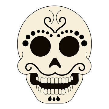 Decorative Mexican catrin with a simple design. Traditional Day of the Dead element