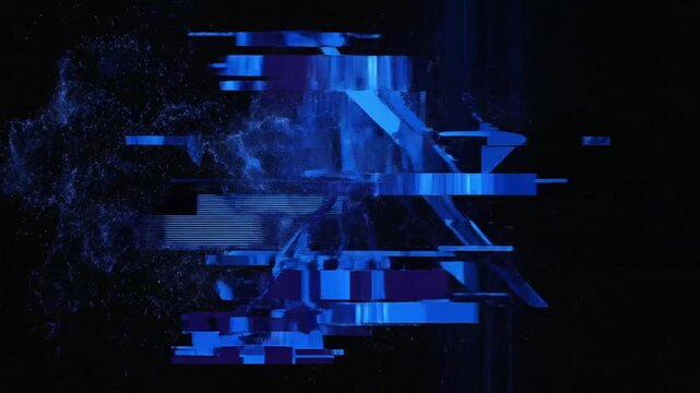 Dynamic Blue Digital Data Visualization of Technological Network Patterns in Motion