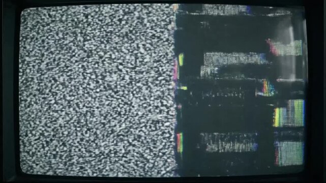 A Compilation of Static and Glitch Effects on Multiple Screens Creating Visual Disruption