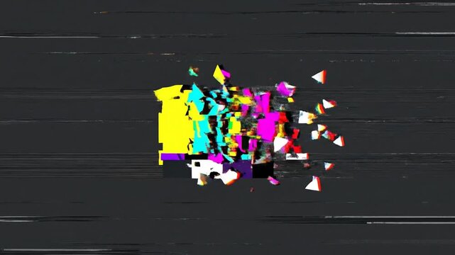 Abstract Digital Glitch Sequence Demonstrating Rapid Fragmentation and Color Distortion