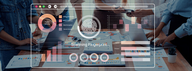 A dynamic group of professionals engages in a collaborative session, featuring biometric...