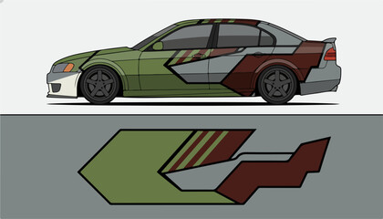 Fototapeta premium Camouflage Painted Racing Car Side View
