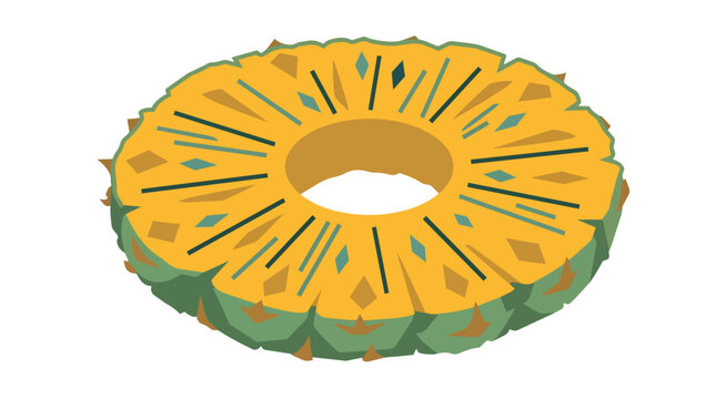 Pineapple slice ring tropical fruit isometric vector illustration for healthy food branding and culinary menu design