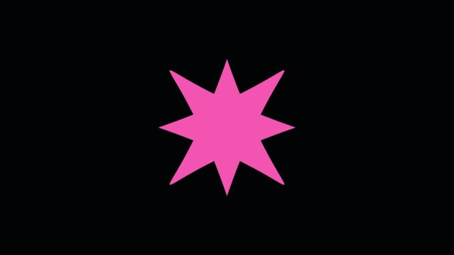 Pink Eight Pointed Star Growing and Scaling Motion Graphics Animation, Seamless Looping Geometric Shape Video Concept for Backgrounds, Overlay, VJ Loops and Digital Design Projects