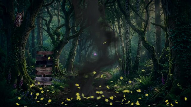 Mystical forest path animation