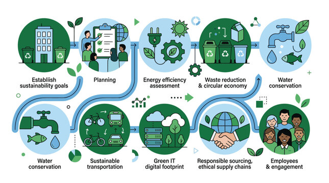 Corporate Sustainability Infographic Roadmap for Green Business Strategy and ESG Planning
