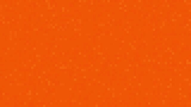 Square pixel blocks in slightly varied tones shift gently across a flat orange field, forming a subtle low contrast texture that fills the frame as a continuous loop.