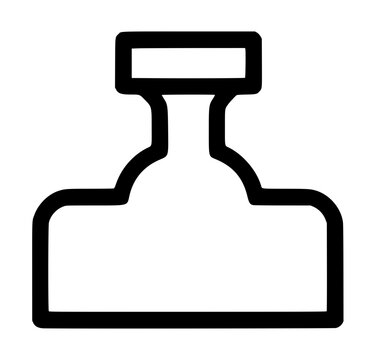 Jewelers metal dapping tool featuring a wide flat base with rounded shoulders, a tapered cylindrical neck, and a rectangular striking head on top, created as a graphic vector icon on white