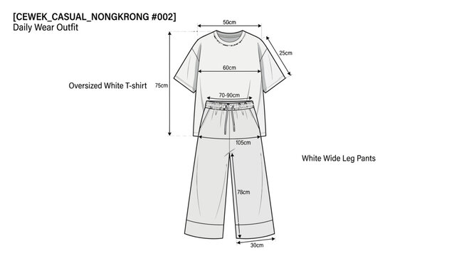 Fashion Sketch: Oversized T-Shirt and Wide Leg Pants Outfit