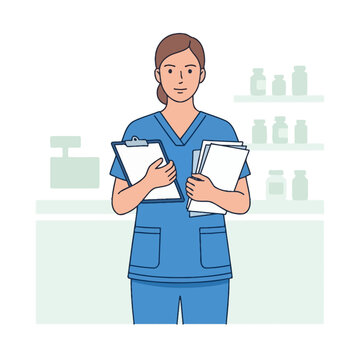 Healthcare Professional Holding Medical Records and Chart