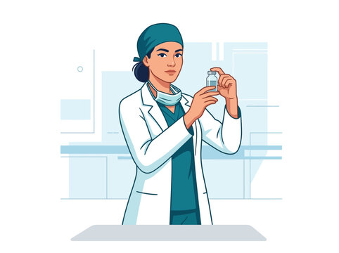 Healthcare Professional Holding Medical Vial In Laboratory Setting
