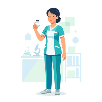 Healthcare Professional Holding Medical Vial in Research Lab Setting