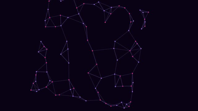 Abstract plexus network with glowing dots connected by lines on dark background forming pattern