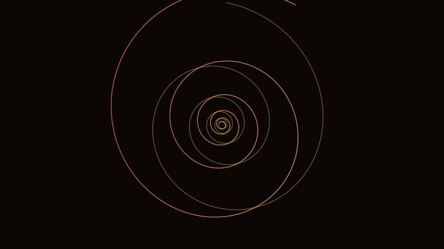 Abstract golden double spiral lines rotating on black background elegant minimalist geometric luxury design