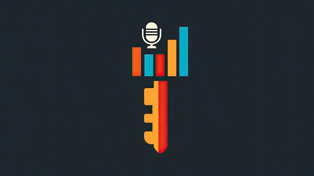 Key graphic with microphone & bar graph