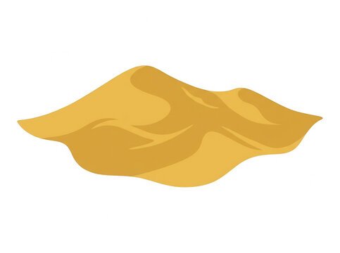 Illustration vectorielle d'une dune de sable dor&eacute;e isol&eacute;e sur un fond blanc, repr&eacute;sentant un paysage d&eacute;sertique minimaliste avec des courbes douces et une texture de sable fin.