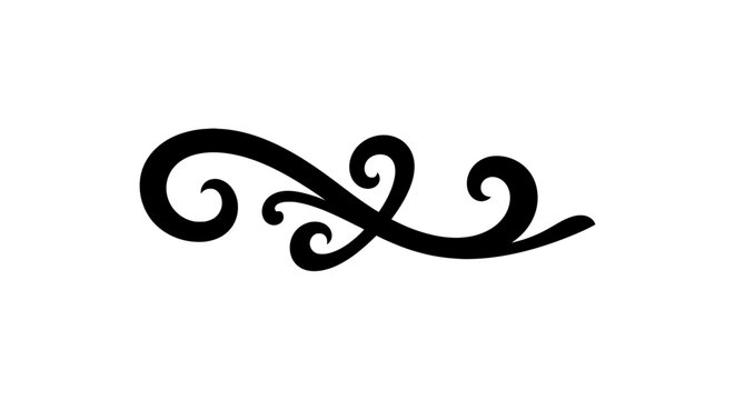 Black swirly decorative design element symbol.