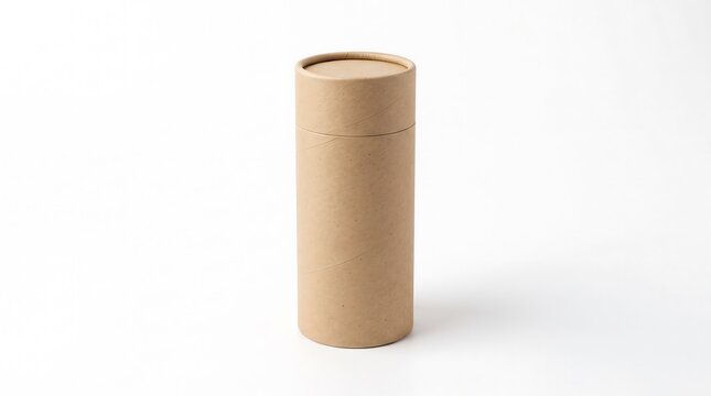 Kraft paper tube packaging cylinder box mockup stock photo