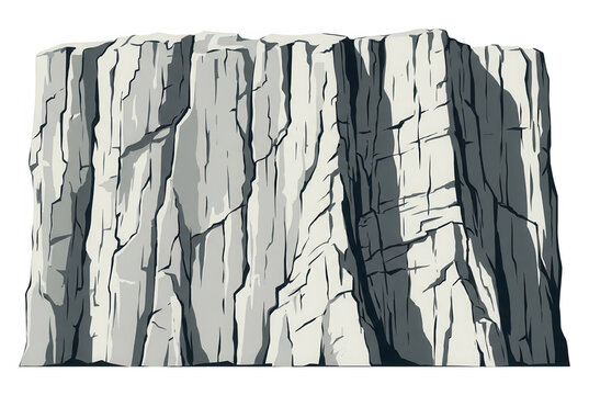 Illustration vectorielle d'une falaise rocheuse abrupte et isol&eacute;e avec des textures de pierre d&eacute;taill&eacute;es, parfaite pour les arri&egrave;re-plans de paysages naturels ou les projets de design graphique.