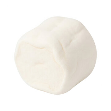 Um &uacute;nico marshmallow branco fofo e macio isolado em um fundo branco puro, perfeito para sobremesas, chocolate quente ou fogueiras, capturado em est&uacute;dio com ilumina&ccedil;&atilde;o suave.