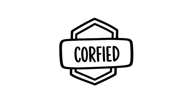 Black and white Corfied logo.
