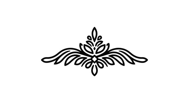 Black and white floral design element.